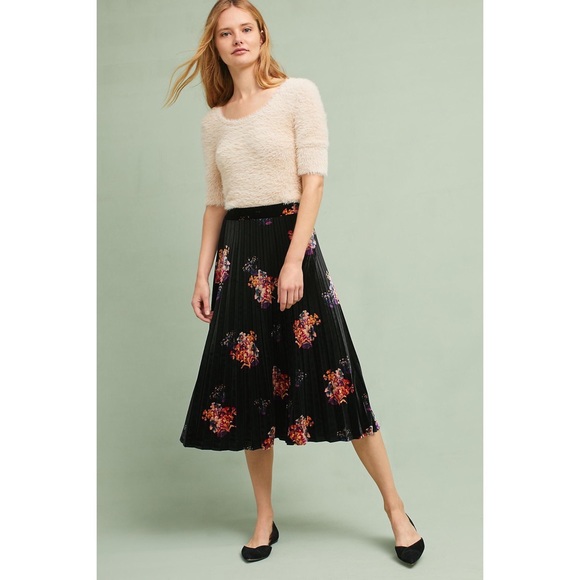 Anthropologie Maeve Nilla Floral Velvet Skirt - Picture 1 of 4